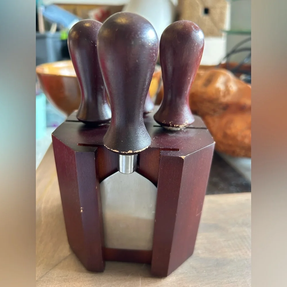TRUDEAU Wooden 4 Cheese Knife Set